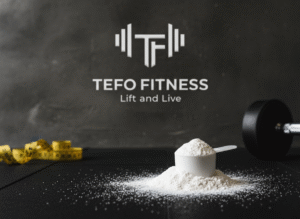 Tefo Fitness creatine powder on a scoop showing creatine benefits for strength and performance